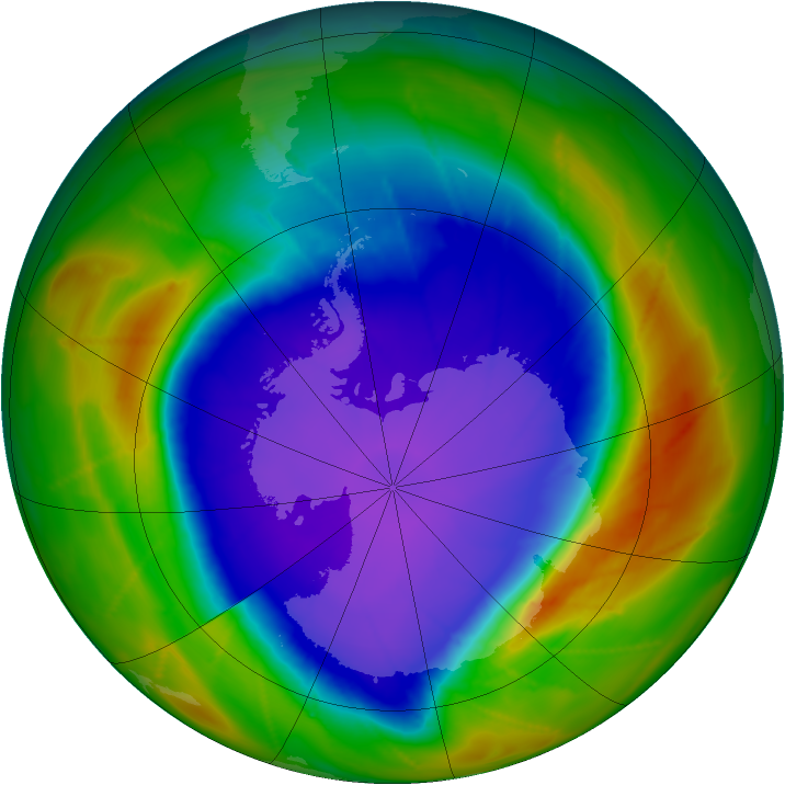 Antarctic ozone map for 28 September 2009